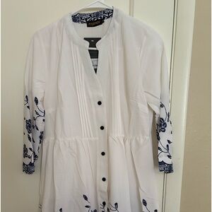 Reborn dress white black floral size medium NWT